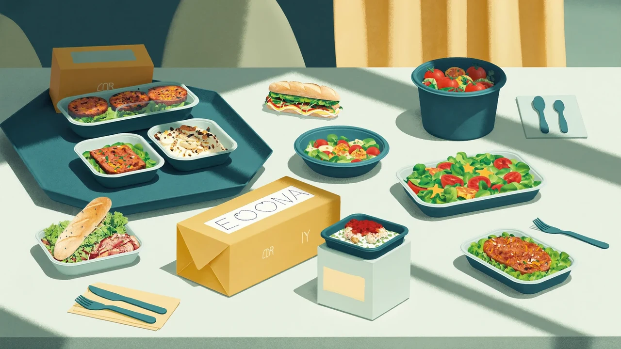 Illustration einer Speisenkampagne im Stil von Comin Appur