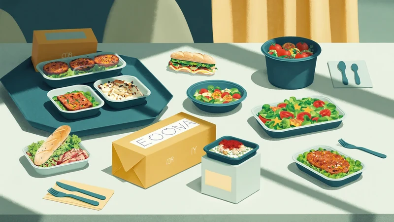 Illustration einer Speisenkampagne im Stil von Comin Appur