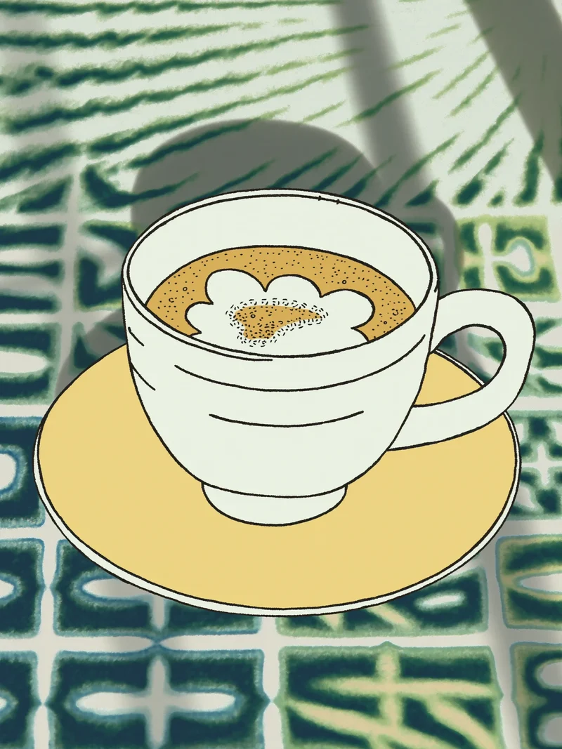 Konzeptstudie einer Kaffeetasse mit Spezialitätenkaffee, KI-generierte Illustration